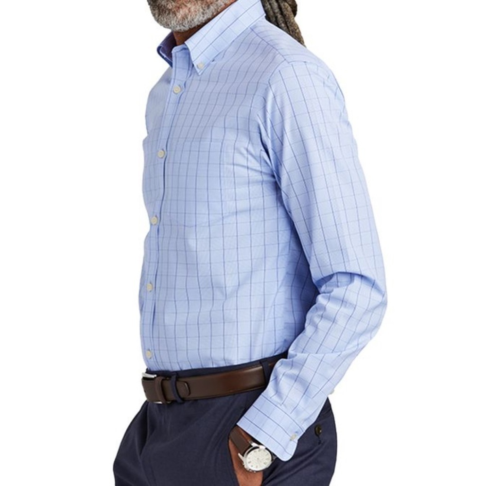 Brooks Brothers slim fit non-iron blue Casual Button Down Long Sleeves Shrt 16.5